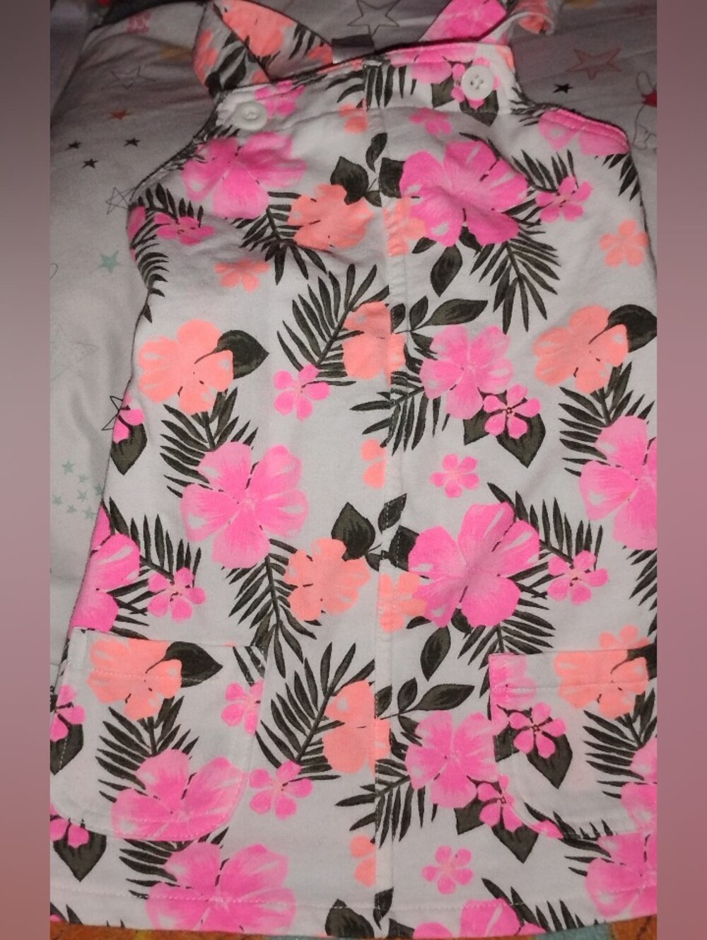 Baby/Infant Girls' Tropical Floral Pinafore Overall Dress - Pink & Peach